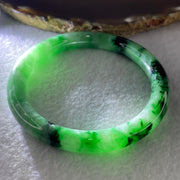 Certified Natural Type A Apple Green with Dark Green Piao Hua Jadeite Bangle 40.90g Internal Diameter 57.4mm 9.0 by 8.8mm (Very Very Slight External Rough) - Huangs Jadeite and Jewelry Pte Ltd