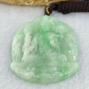 Type A Light Green with Apple Green Jadeite Guan Yin Bodhisattva Pendant 25.90g 53.3 by 44.5 by 6.2mm - Huangs Jadeite and Jewelry Pte Ltd
