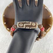 Natural Wooden Beads with 9 Eyes Dzi Bead Bracelet 16.46g 147cm 38.9 by 13.0mm 9Eye - 8.2mm 17 Beads - Huangs Jadeite and Jewelry Pte Ltd