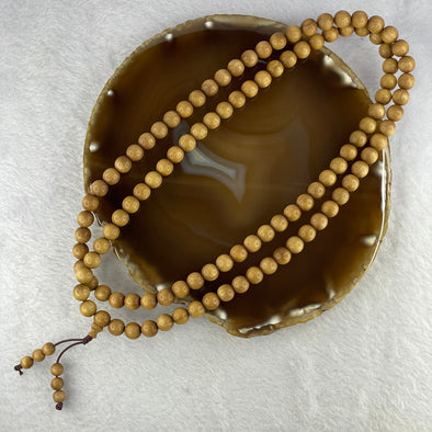 Natural Wild Old India Sandalwood Necklace 印度老山檀  28.59g 8.2mm 108+6 Beads - Huangs Jadeite and Jewelry Pte Ltd