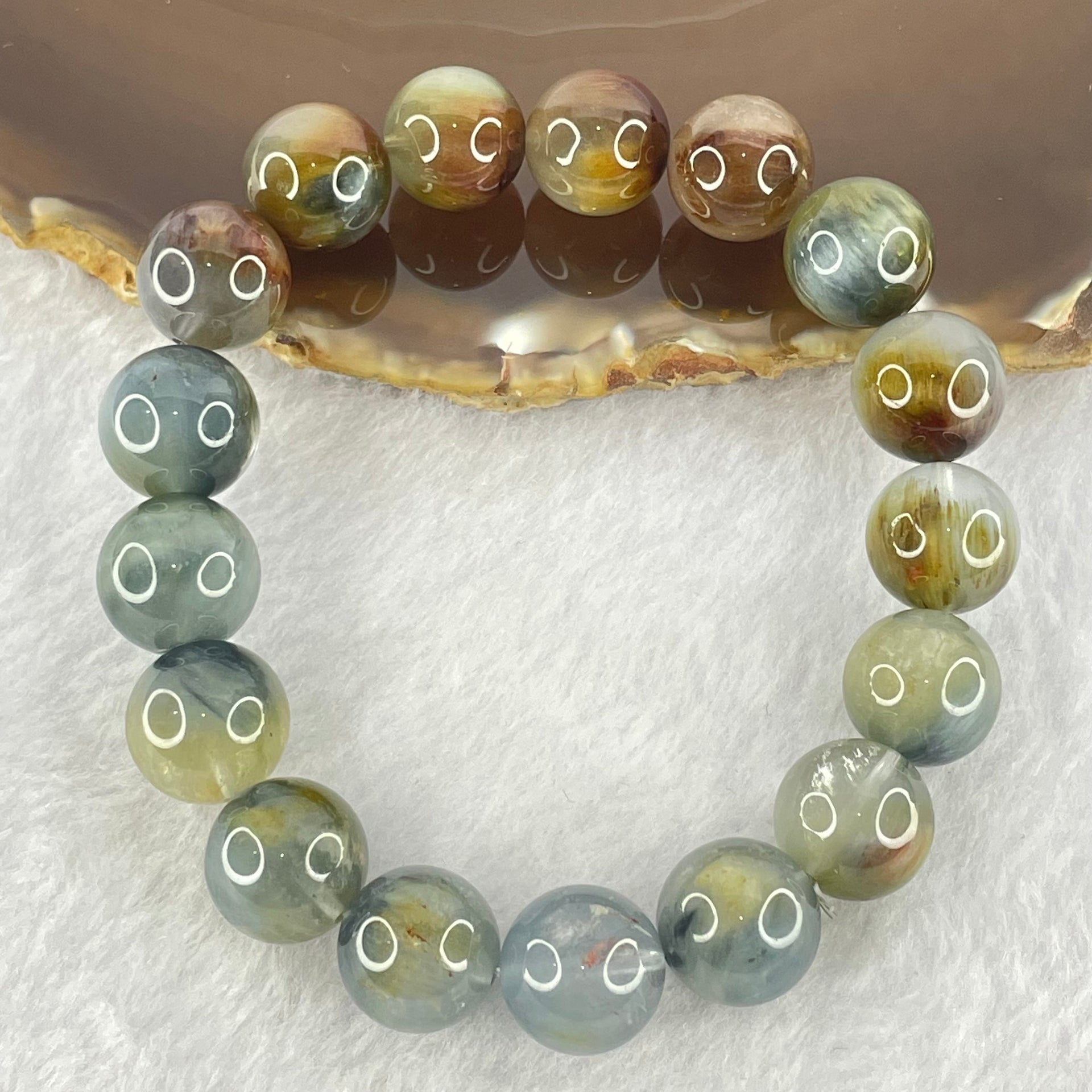 Good Grade Natural Blue Rutilated Quartz Bracelet 43.79g 18cm 12.6mm 17 Beads - Huangs Jadeite and Jewelry Pte Ltd