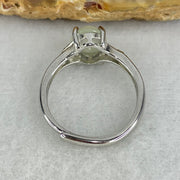 Type A Semi Icy Light Green Jadeite Cabochon in S925 Sliver Ring  (Adjustable Size) 1.70g 7.1 by 6.6 by 3.5mm - Huangs Jadeite and Jewelry Pte Ltd