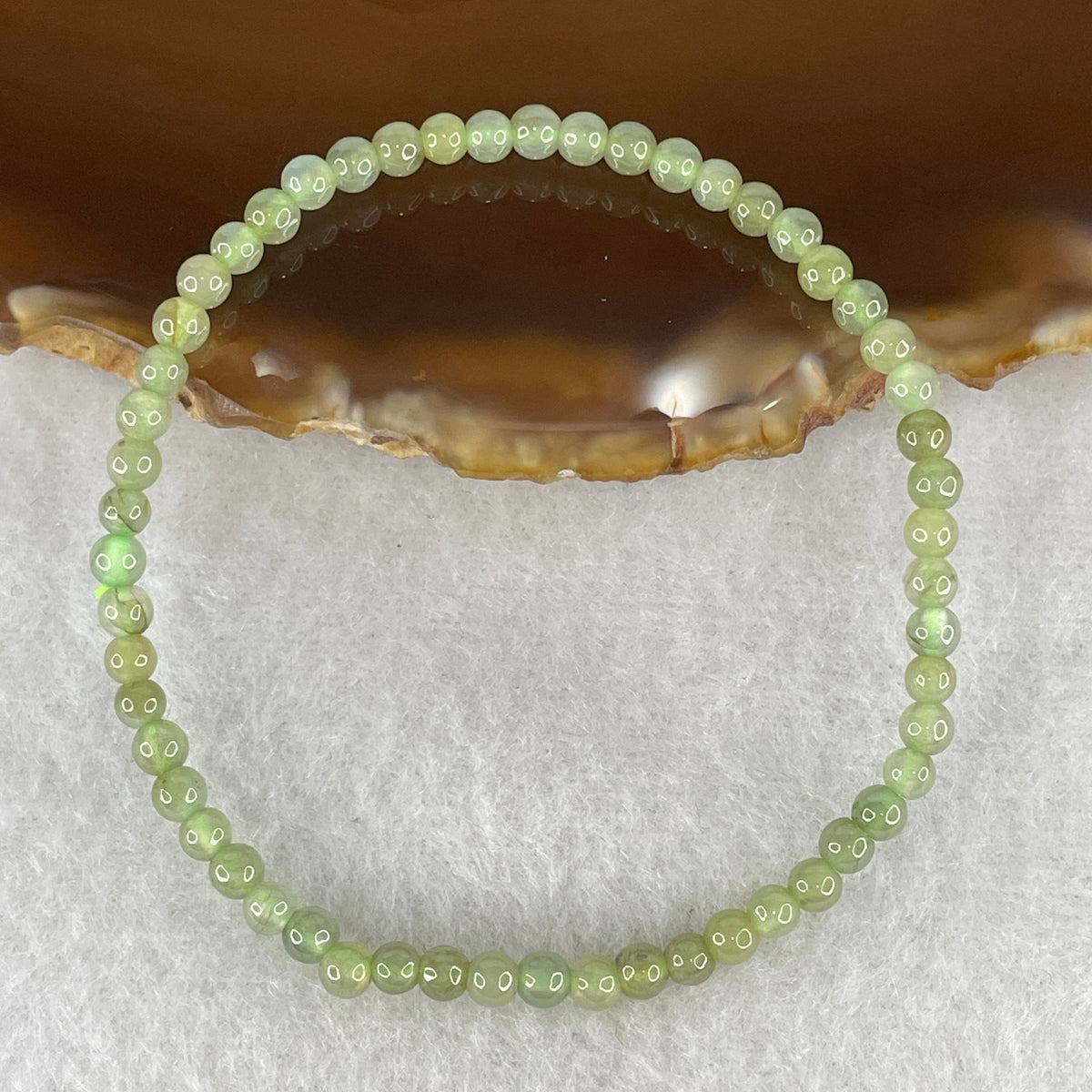 Natural Type A Semi Icy Light Green Jadeite Beads Bracelet | 15cm with 55 Beads 3.5mm (3.61g | Heart Chakra Harmony & Delicate Serenity Shield)