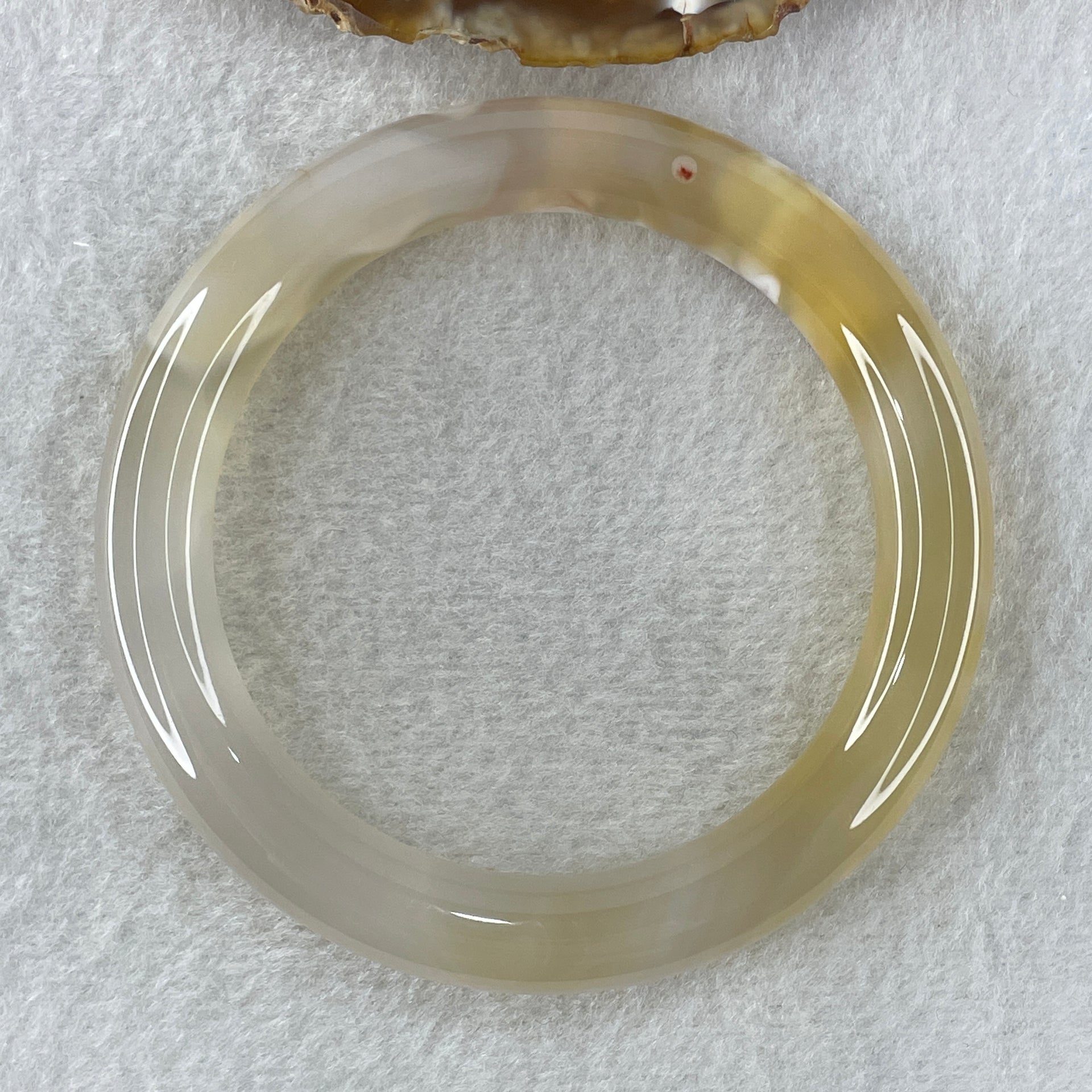 Natural Faint Yellow Flower Agate Bangle 52.77g Internal Diameter 60.6mm 11.0 by 10.7mm (Perfect) - Huangs Jadeite and Jewelry Pte Ltd