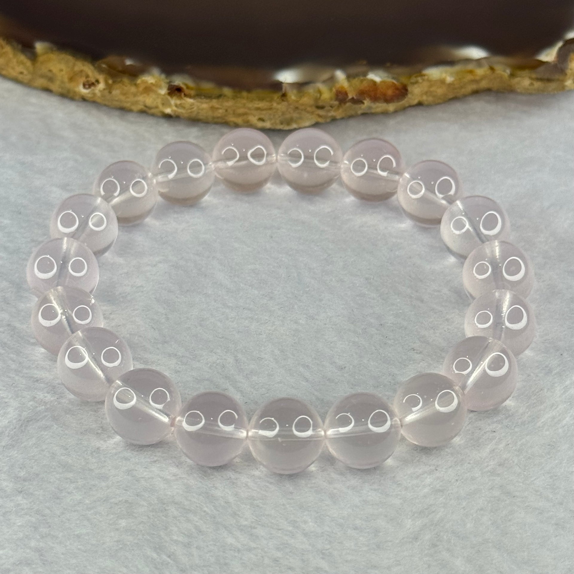 Natural Rose Quartz Beads Bracelet 天然玫瑰石英珠手链 31.91g 17.5cm 10.8mm 19 Beads - Huangs Jadeite and Jewelry Pte Ltd