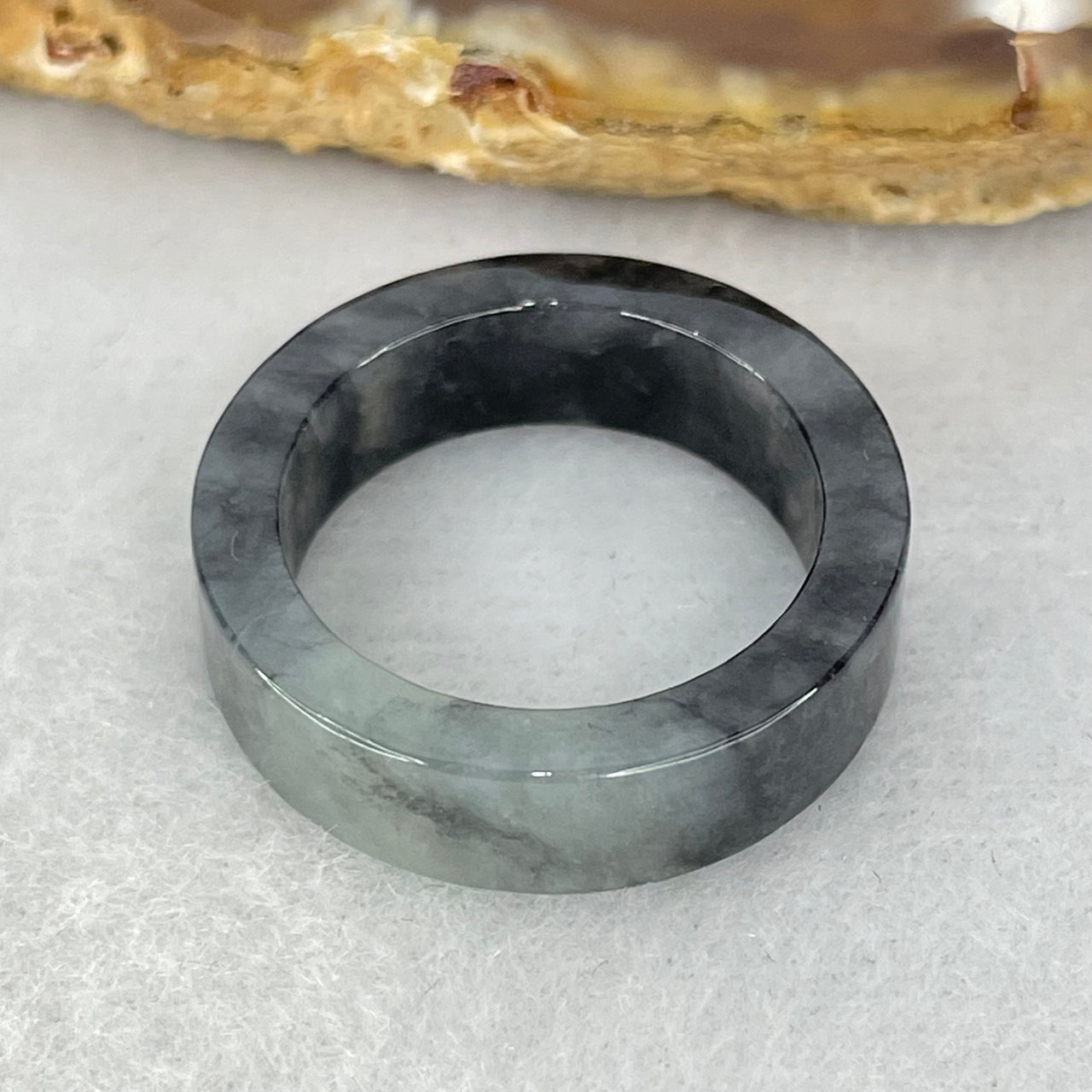 Type A Wuji Black Grey Jadeite Ring 3.70g 6.4 by 3.0mm US6.8 HK15 - Huangs Jadeite and Jewelry Pte Ltd