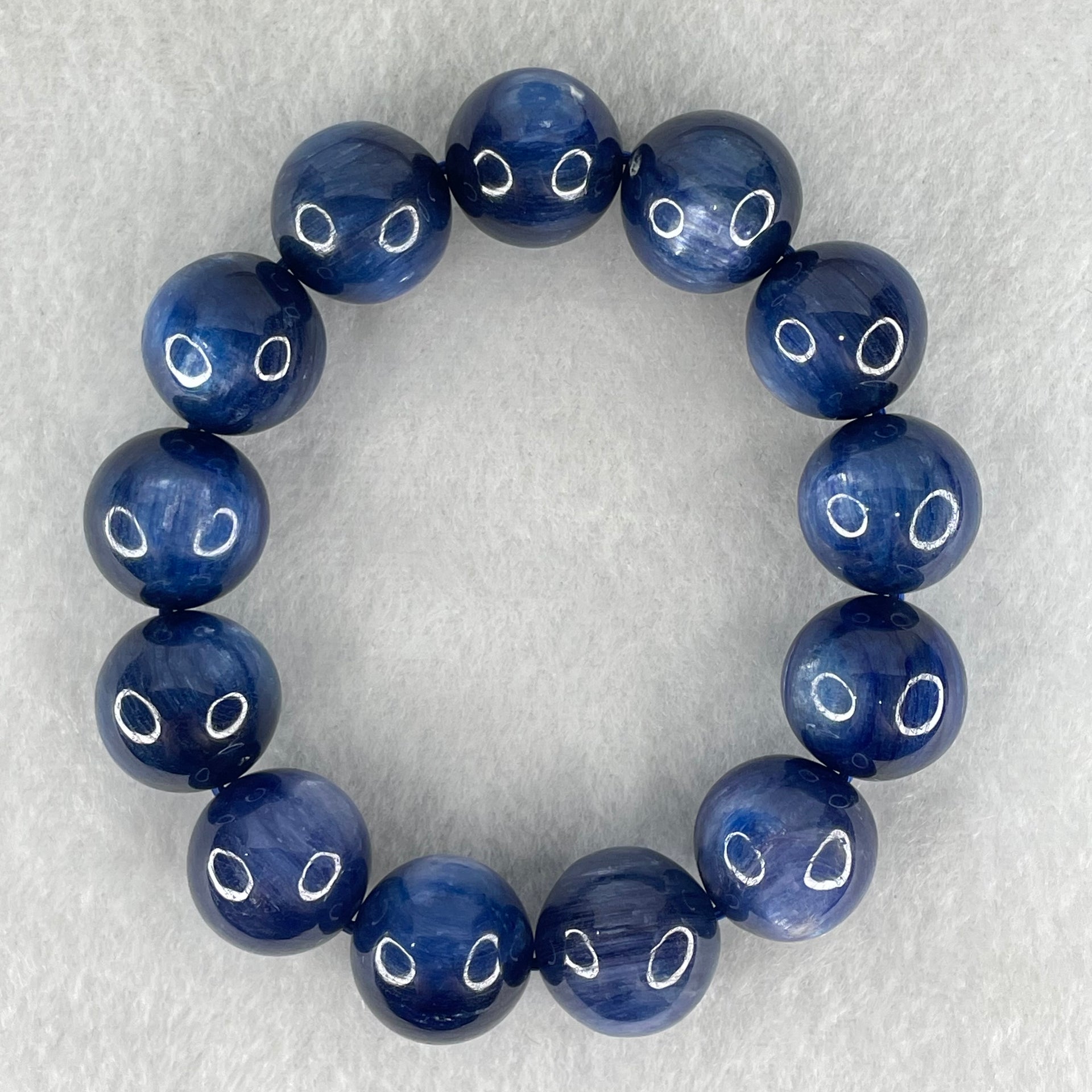 Good Grade Natural Blue Kyanite Beads Bracelet 92.349g 17cm 15.8mm 13 Beads - Huangs Jadeite and Jewelry Pte Ltd
