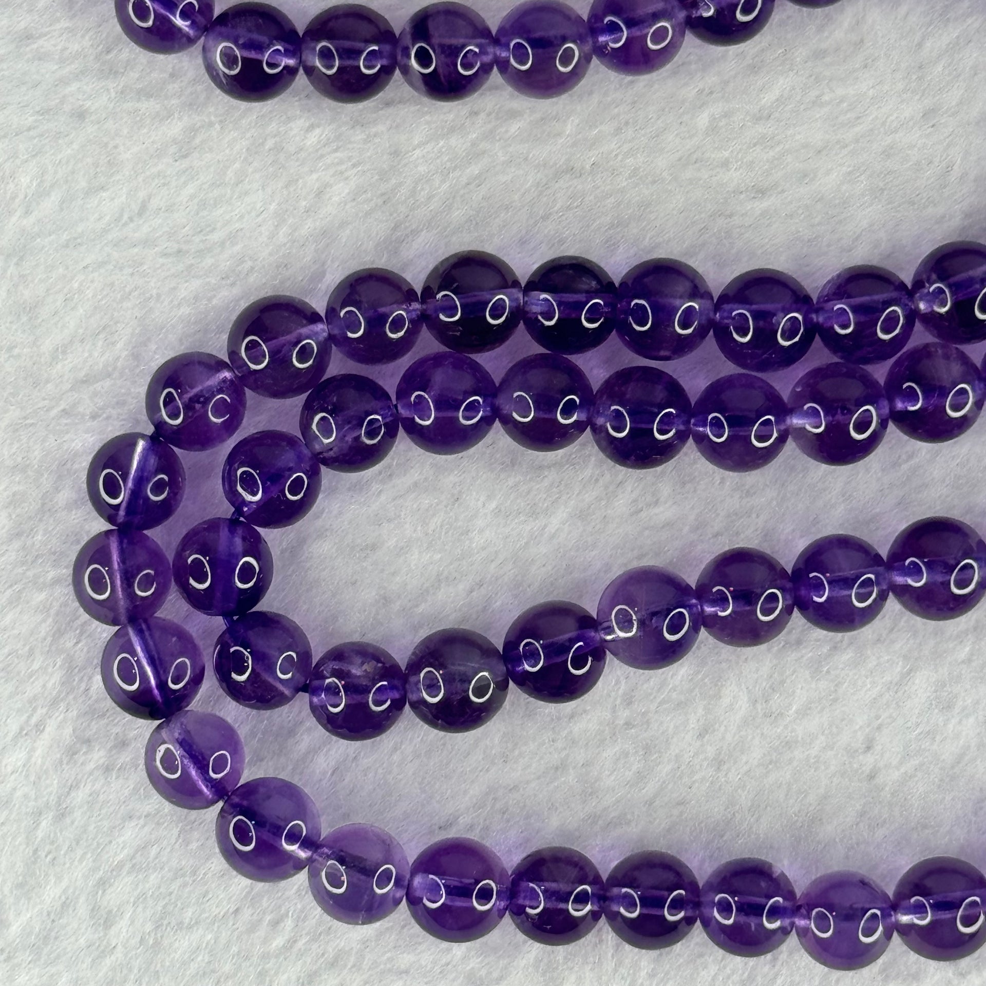 Good Grade Natural Amethyst Necklace 39.96g 52cm 7.5mm 79 Beads - Huangs Jadeite and Jewelry Pte Ltd