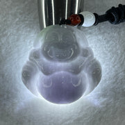 Natural Type A Lavender with Green Spots Jadeite Milo Laughing Buddha Pendant 45.90g 42.3 by 42.9 by 15.8mm - Huangs Jadeite and Jewelry Pte Ltd