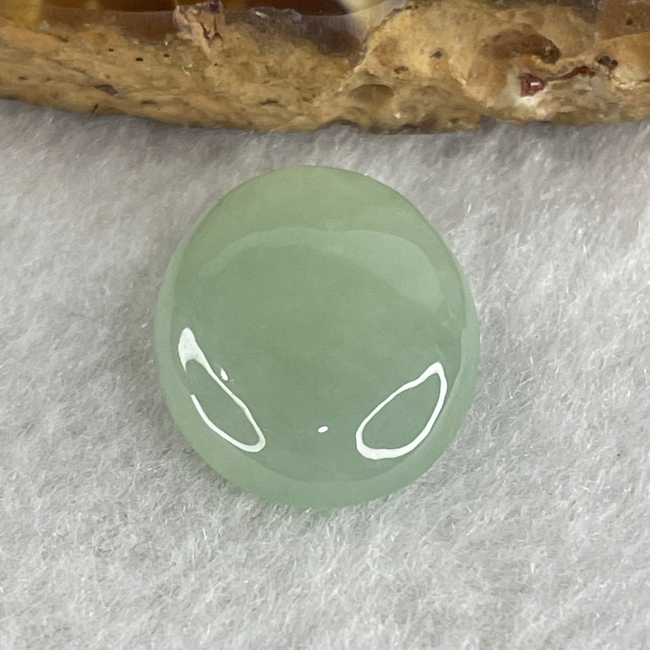 Natural Type A Semi Icy Green Jadeite Oval Shape Cabochon Stone for Setting 3.02g 18.7 by 14.6 by 5.6mm - Huangs Jadeite and Jewelry Pte Ltd