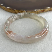 Natural Pinkish with White Flower Agate Bangle 43.81g Internal Diameter 60.5mm 11.3 by 8.8mm (Perfect) - Huangs Jadeite and Jewelry Pte Ltd