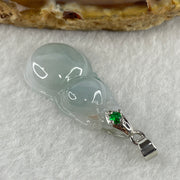 Natural Type A Semi Icy Lavender Jadeite Calabash Hulu Pendant in Stainless Steel Clasp 3.37g 29.3 by 15.6 by 5.1mm - Huangs Jadeite and Jewelry Pte Ltd