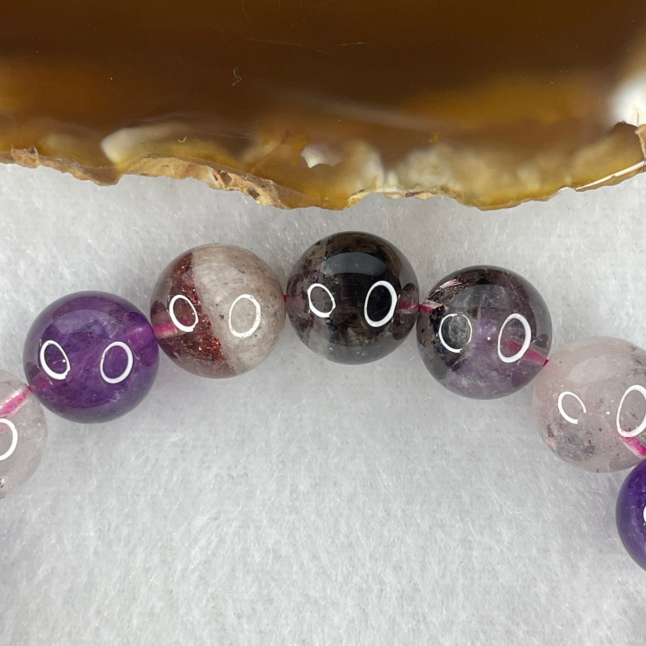 Certified Above-Average Grade Natural Super 7 Crystal Beads Bracelet | Apex Heavyweight Master Strand | Authentic Sacred Seven Multi-Mineral Inclusions Quartz Spiritual Catalyst & Auric Shield Bracelet (37.05g | 17.5cm Length | 11.3mm | 19 Beads)