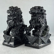 Black Pair of Fu Gou Display 3,541.2g Each about 75.0 by 100.0 by 172.0mm - Huangs Jadeite and Jewelry Pte Ltd