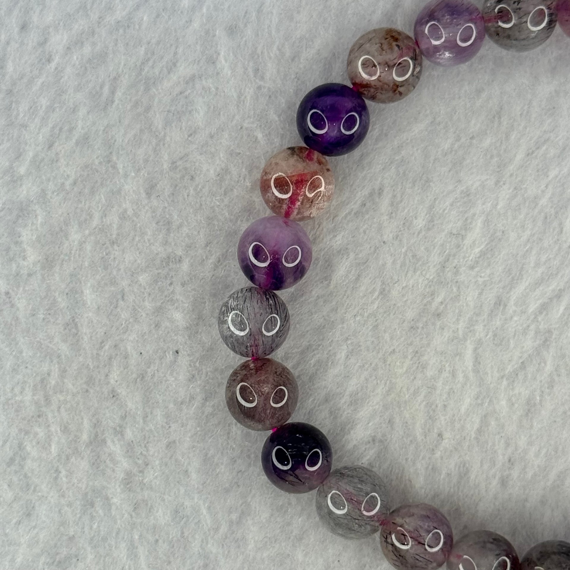 Natural Super 7 Beads Bracelet 15.80g 16cm 7.9mm 25 Beads - Huangs Jadeite and Jewelry Pte Ltd