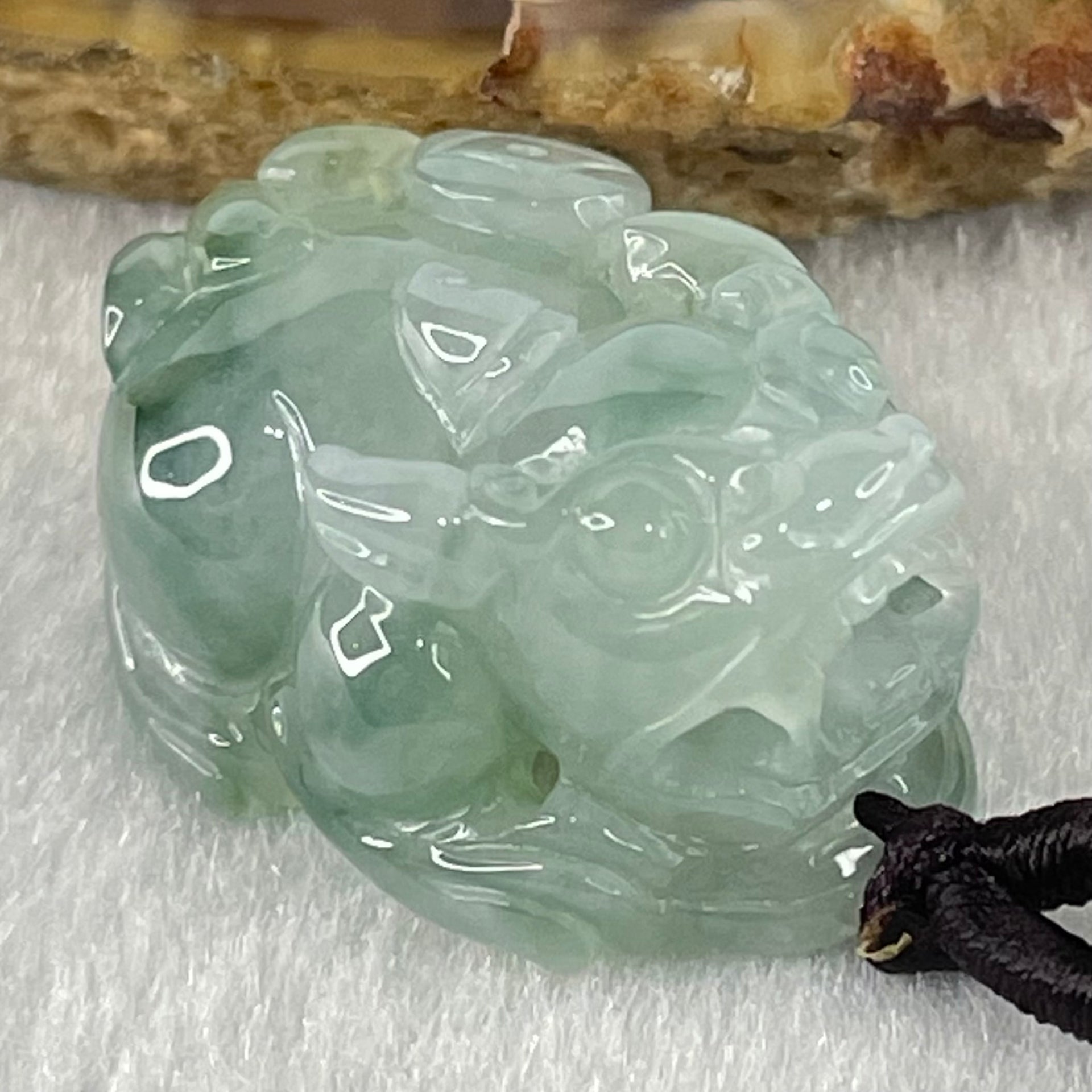 Type A Lavender with Blueish Green Piao Hua Jadeite Male Pixiu String Bracelet 10.87g 24.0 by 18.2 by 14.2mm - Huangs Jadeite and Jewelry Pte Ltd