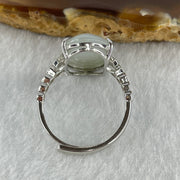 Natural Type A Semi Icy Faint Lavender Jadeite Oval Shape Cabouchon in S925 Silver Ring (Adjustable Size) 2.70g 14.8 by 11.1 by 4.5mm - Huangs Jadeite and Jewelry Pte Ltd
