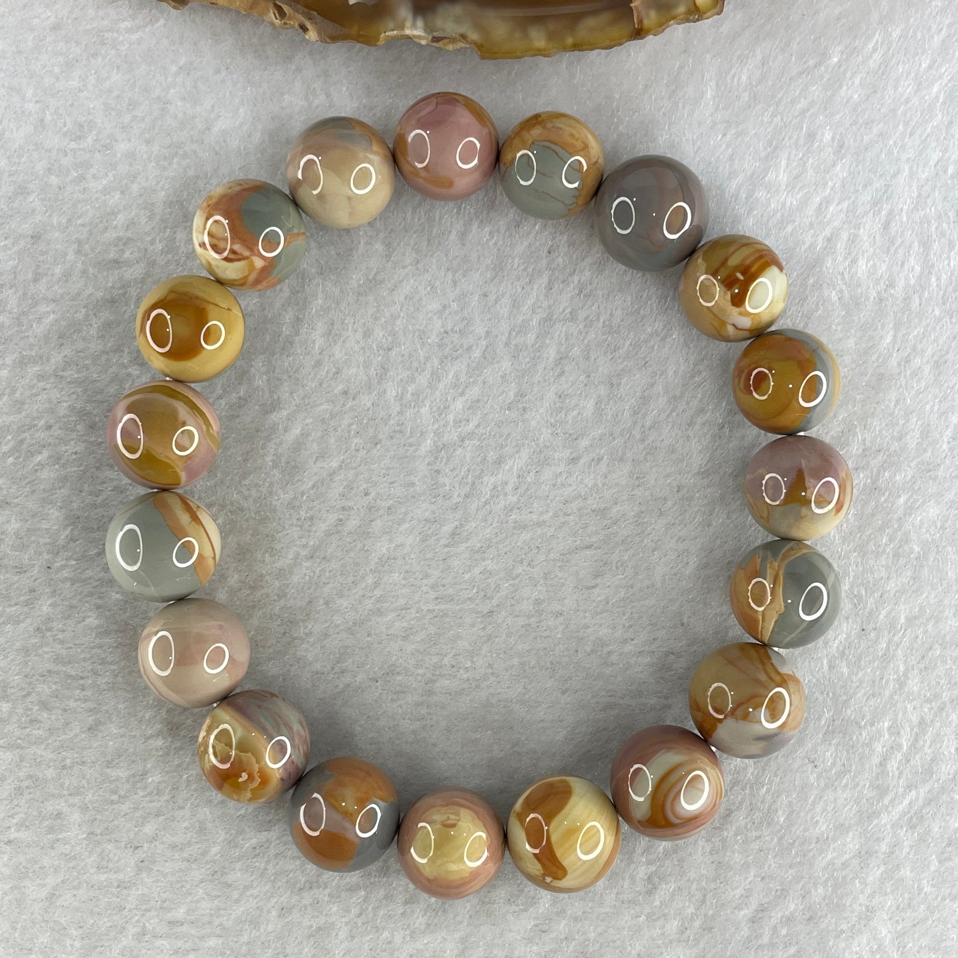 Certified Natural Alashan Agate Pink Beads Bracelet 30.49g 16.5cm 11.1mm 19Beads - Huangs Jadeite and Jewelry Pte Ltd