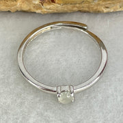 Type A Semi Icy Light Lavender Cabochon Jadeite in S925 Sliver Ring (Adjustable Size) 0.89g 3.1 by 2.0mm - Huangs Jadeite and Jewelry Pte Ltd