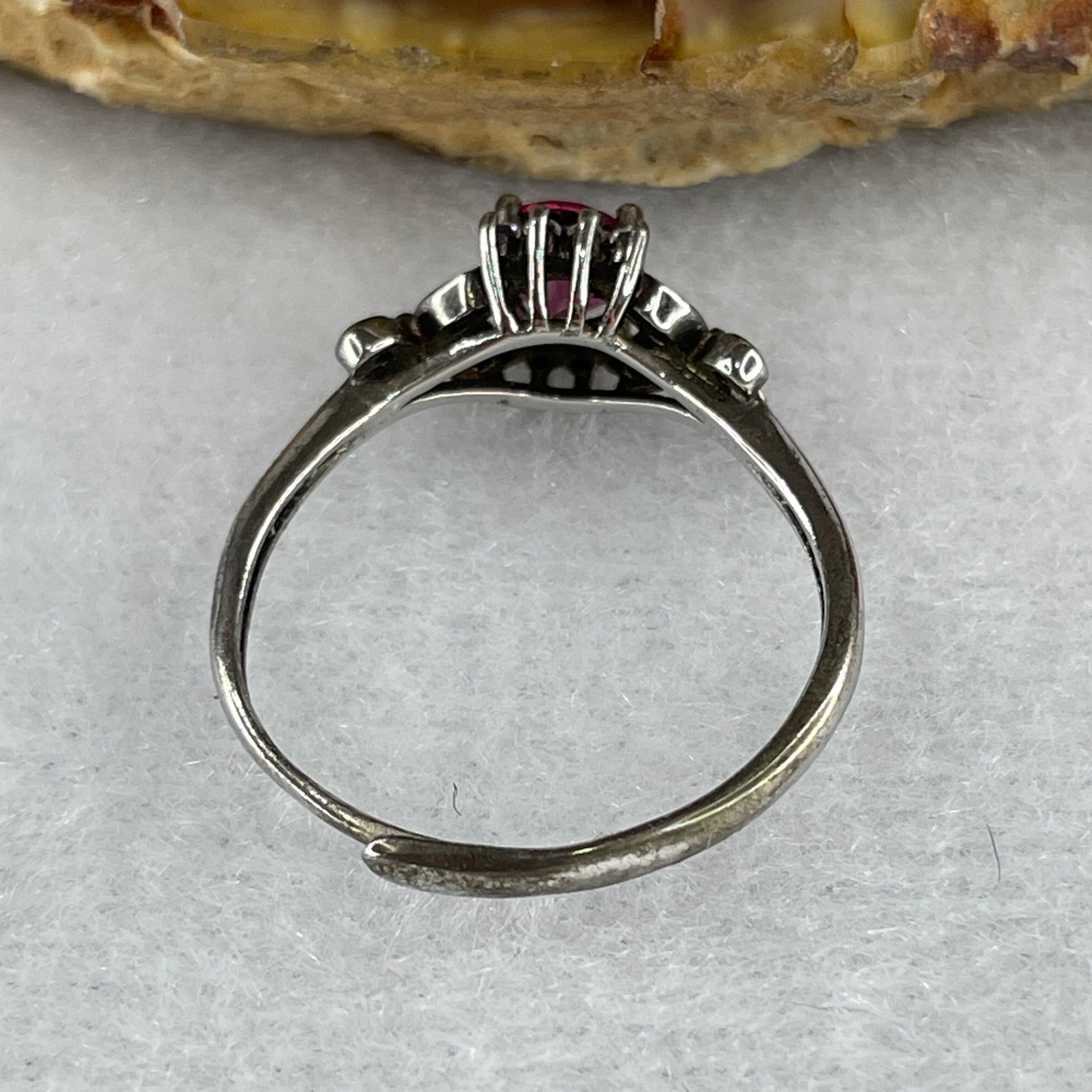 Natural Pink Cubic Zirconia Ring in S925 Sliver 1.53g 5.4 by 4.9 by 3.0mm (Adjustable Size) - Huangs Jadeite and Jewelry Pte Ltd