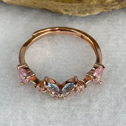 Natural-Pink-Kunzite-and-Blue-Topaz-with-Cubic-Zirconia-in-S925-Sliver-Gold-Color-Ring-1.63g-4.3-by-4.3-by-2.0mm-Pink-4.0-by-2.0-by-1.2-Blue-(Adjustable-Size)-Huangs-Jadeite-and-Jewelry-Pte-Ltd