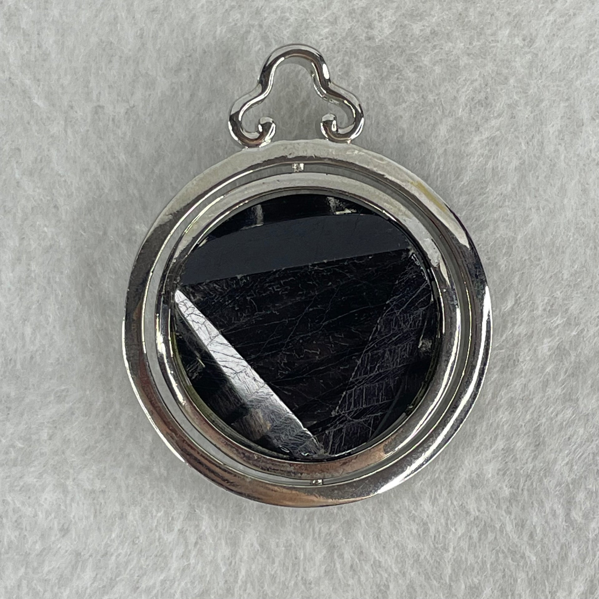 Natural Hypersthene in Stainless Steel Pendant 24.14g 25.0 by 9.6mm - Huangs Jadeite and Jewelry Pte Ltd