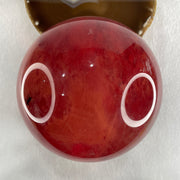 Red Cherry Quartz Sphere Ball with Wooden Stand Display 2,400.3g 125.0 by 170.0mm - Huangs Jadeite and Jewelry Pte Ltd