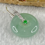 Type A Blueish Green Jadeite Ping An Kou Donut in 18K White Gold AU750 Clasps 4.91g 17.3 by 6.3mm - Huangs Jadeite and Jewelry Pte Ltd