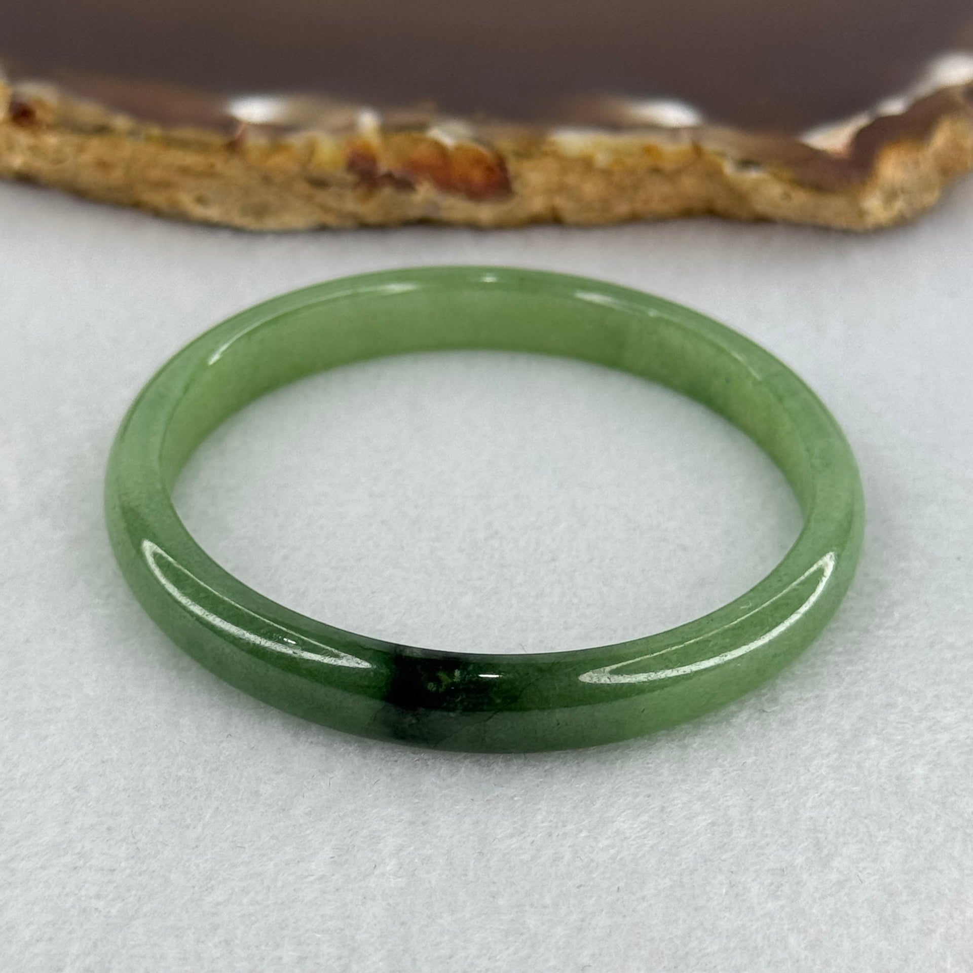 Baby or Kids Type A Green Jadeite Bangle Internal Diameter 44.6mm 11.71g 6.9 by 4.5mm (Very Slight Internal Lines) - Huangs Jadeite and Jewelry Pte Ltd