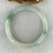 Natural Type A Jelly Faint Green with Blueish Green Piao Hua Flora Jadeite Bangle 44.39g Inner Diameter 55.2mm 11.2 by 8.3mm (Internal Lines) - Huangs Jadeite and Jewelry Pte Ltd