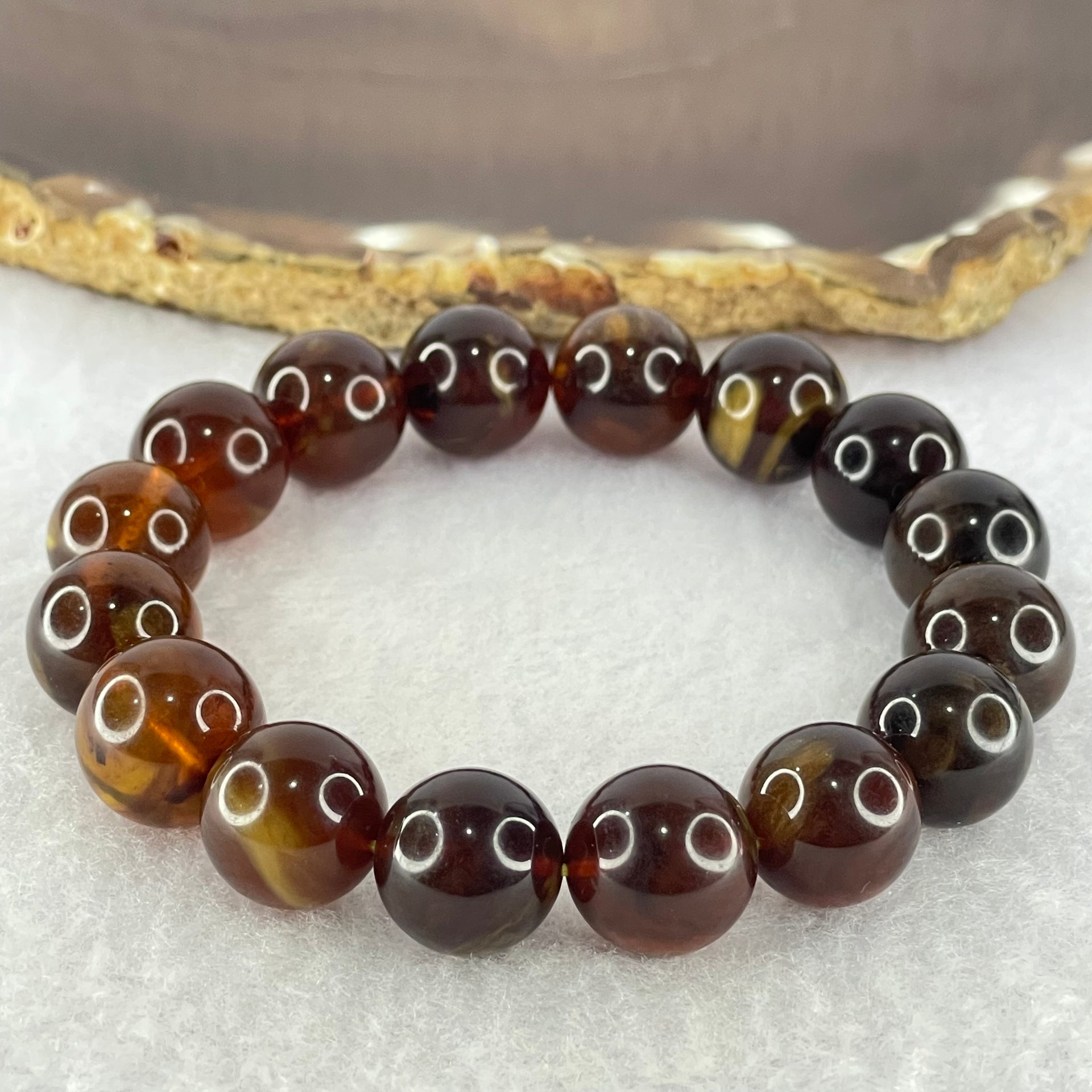 Natural Cognac Amber Beads Bracelet 17.69g 17cm 12.9mm 16 Beads - Huangs Jadeite and Jewelry Pte Ltd
