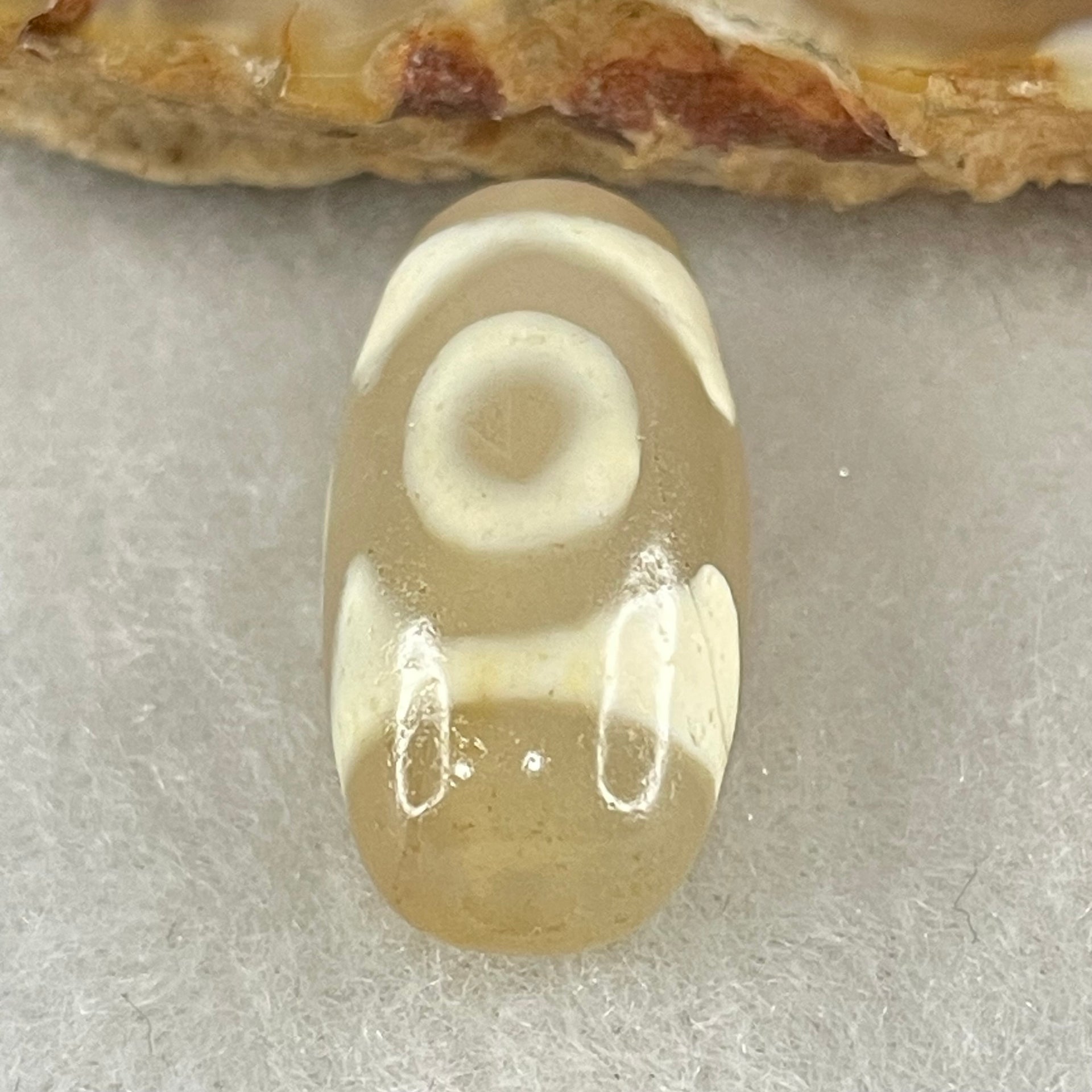 Natural Powerful Tibetan Old Oily Agate 3 Eyes Dzi Bead Heavenly Master (Tian Zhu) 三眼天诛 3.10g 20.0 by 10.5mm - Huangs Jadeite and Jewelry Pte Ltd