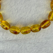 Natural Golden Yellow with Red Flower Amber Beads Bracelet 天然花珀手链 7.68g 15cm 8.5mm 16 Beads - Huangs Jadeite and Jewelry Pte Ltd