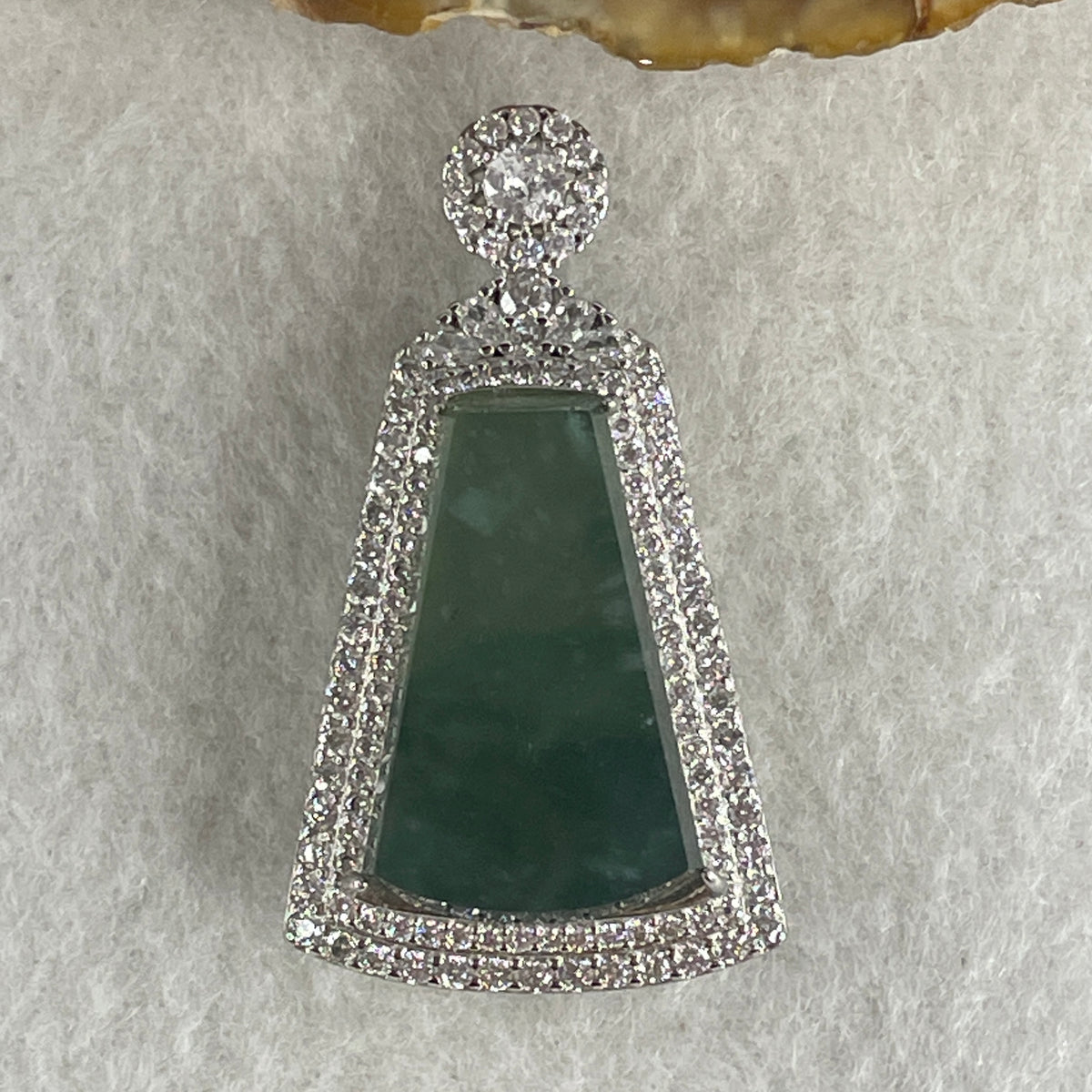 Natural Type A Blueish Green Jadeite Wushipai Pendant in S925 Silver | (13.60g | 24.8 x 15.5 x 3.5mm | Unobstructed Peace & Supreme Protection Anchor, Feng Shui Harmony & Executive Calm Pendant) - Huangs Jadeite and Jewelry Pte Ltd