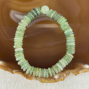 Type A Muti Blueish Green Shades with Yellowish Brown Jadeite Ping An Kou Donut with Jadeite Bead Bracelet 30.03g 15cm 9.0mm 74pcs 8.8mm 1 Beads - Huangs Jadeite and Jewelry Pte Ltd