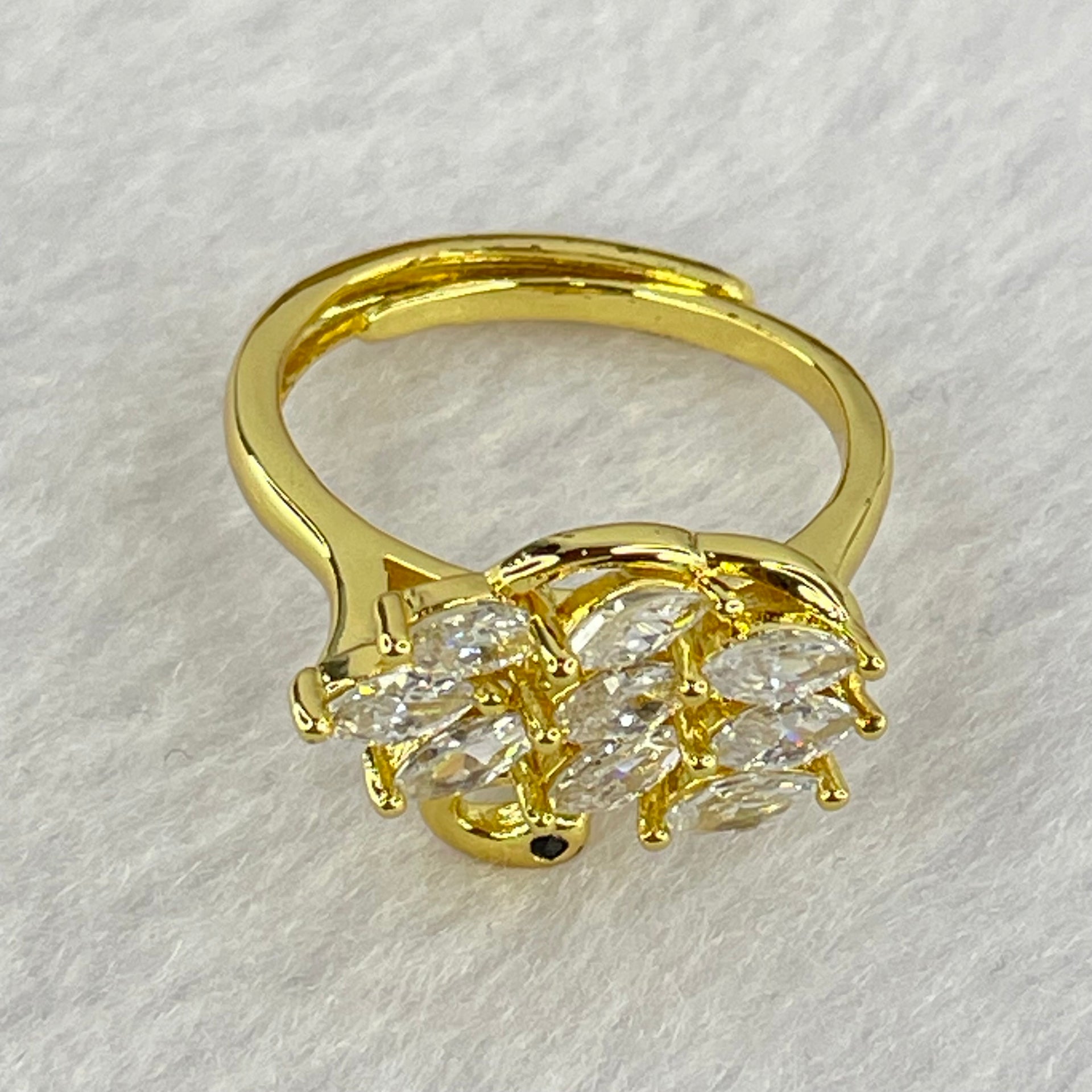 Yellow Cubic Zirconia in PT950 Plated in Sliver Ring (Adjustable Size) 3.54g 5.9 by 4.0 by 2.8mm 5pcs - Huangs Jadeite and Jewelry Pte Ltd