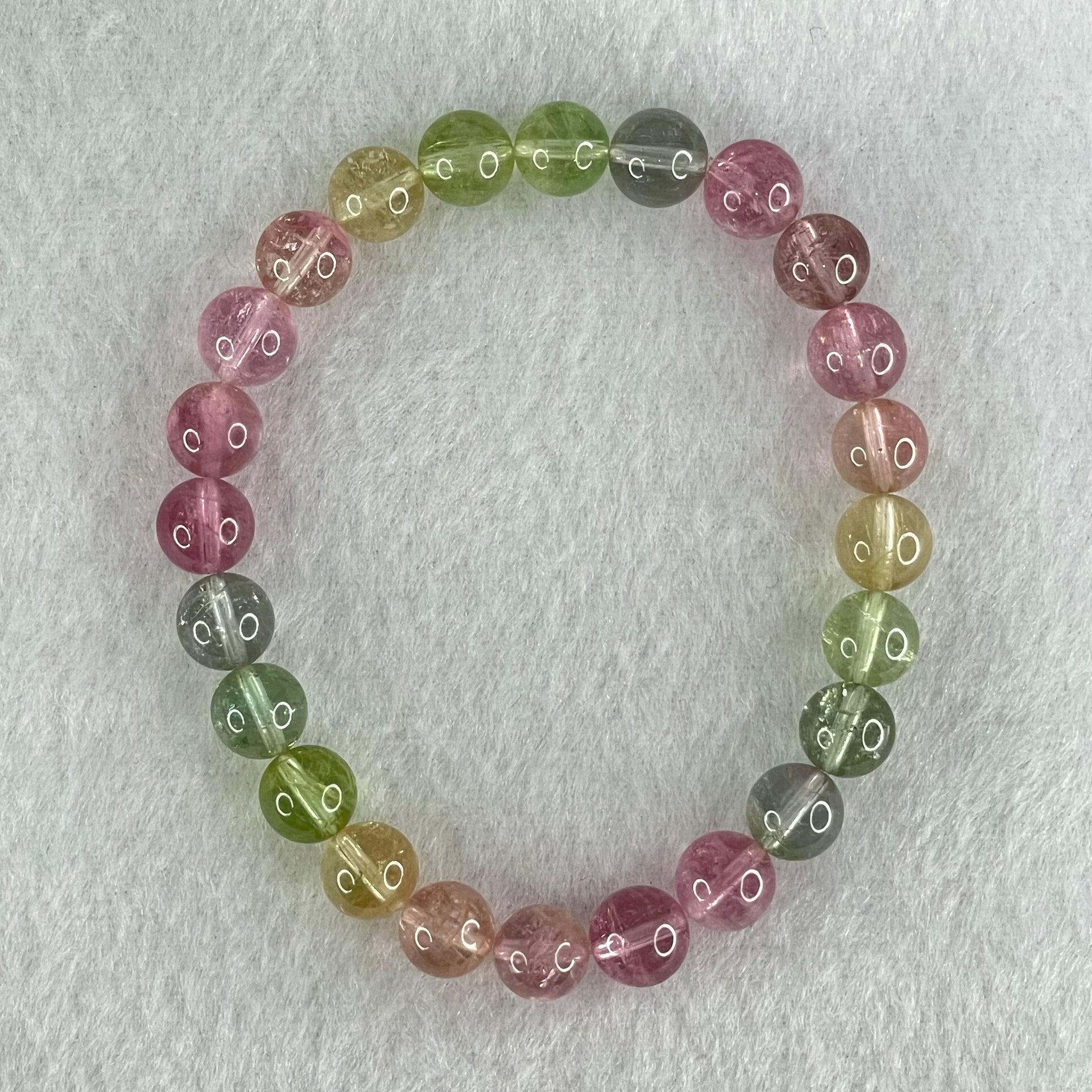 Good Grade Natural Elbaite Tourmaline Beads Bracelet 16.74g 15cm 7.8mm 24 Beads - Huangs Jadeite and Jewelry Pte Ltd
