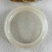 Natural White Agate Bangle | (64.79g | 54.8mm ID | 17.5 x 9.4mm | Close to Perfect | Auric Purification & Sovereign Serenity Anchor, Feng Shui Peace & Executive Wide Statement Bangle) - Huangs Jadeite and Jewelry Pte Ltd