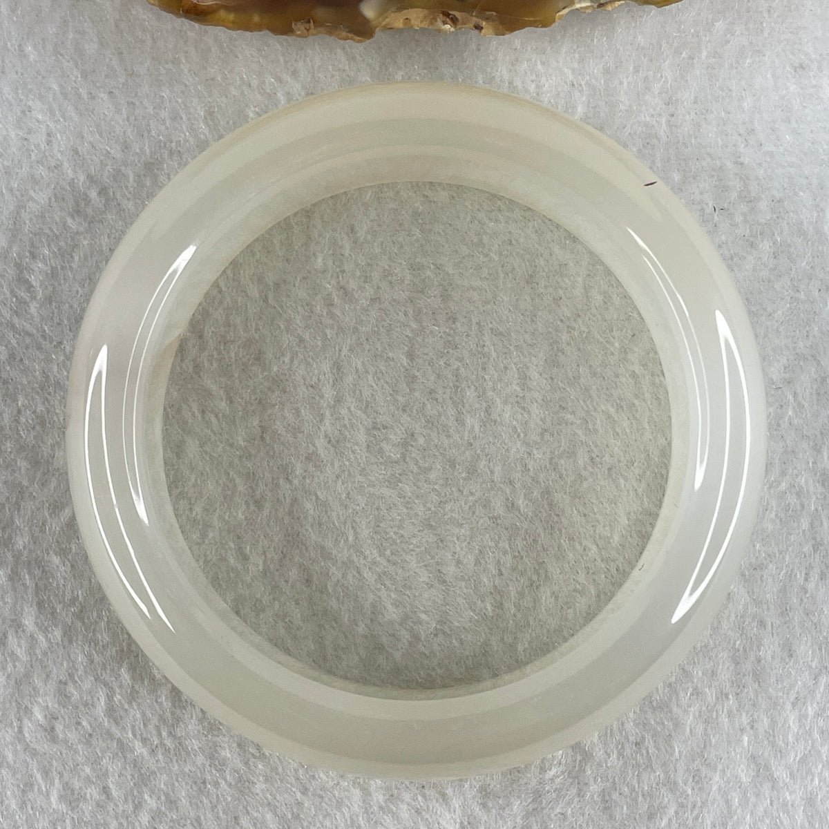 Natural White Agate Bangle | (64.79g | 54.8mm ID | 17.5 x 9.4mm | Close to Perfect | Auric Purification & Sovereign Serenity Anchor, Feng Shui Peace & Executive Wide Statement Bangle) - Huangs Jadeite and Jewelry Pte Ltd