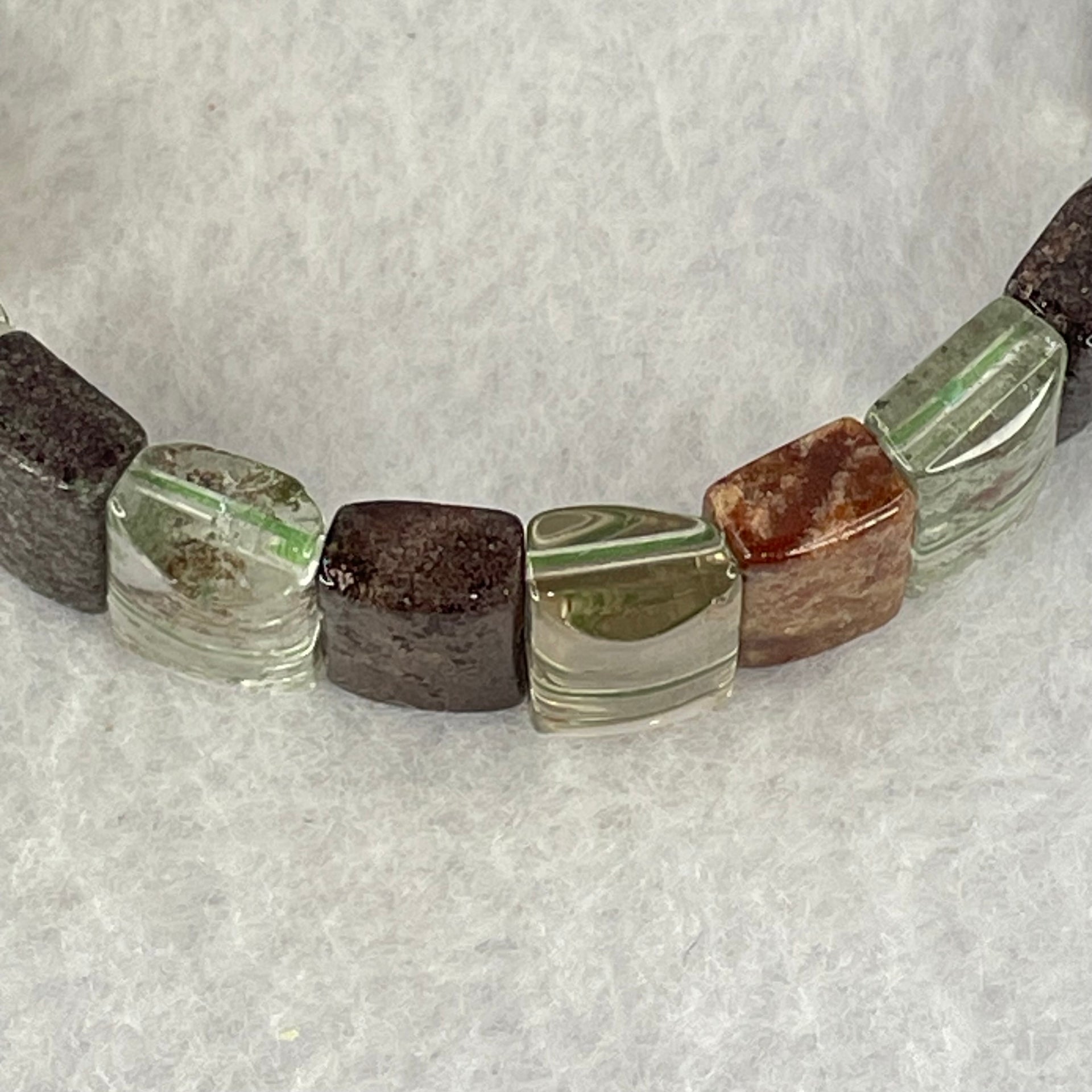 Natural Phantom Quartz Crystal Beads Bracelet 32.23g 17.5cm 13.6 by 8.2 by 5.0mm 23pcs - Huangs Jadeite and Jewelry Pte Ltd