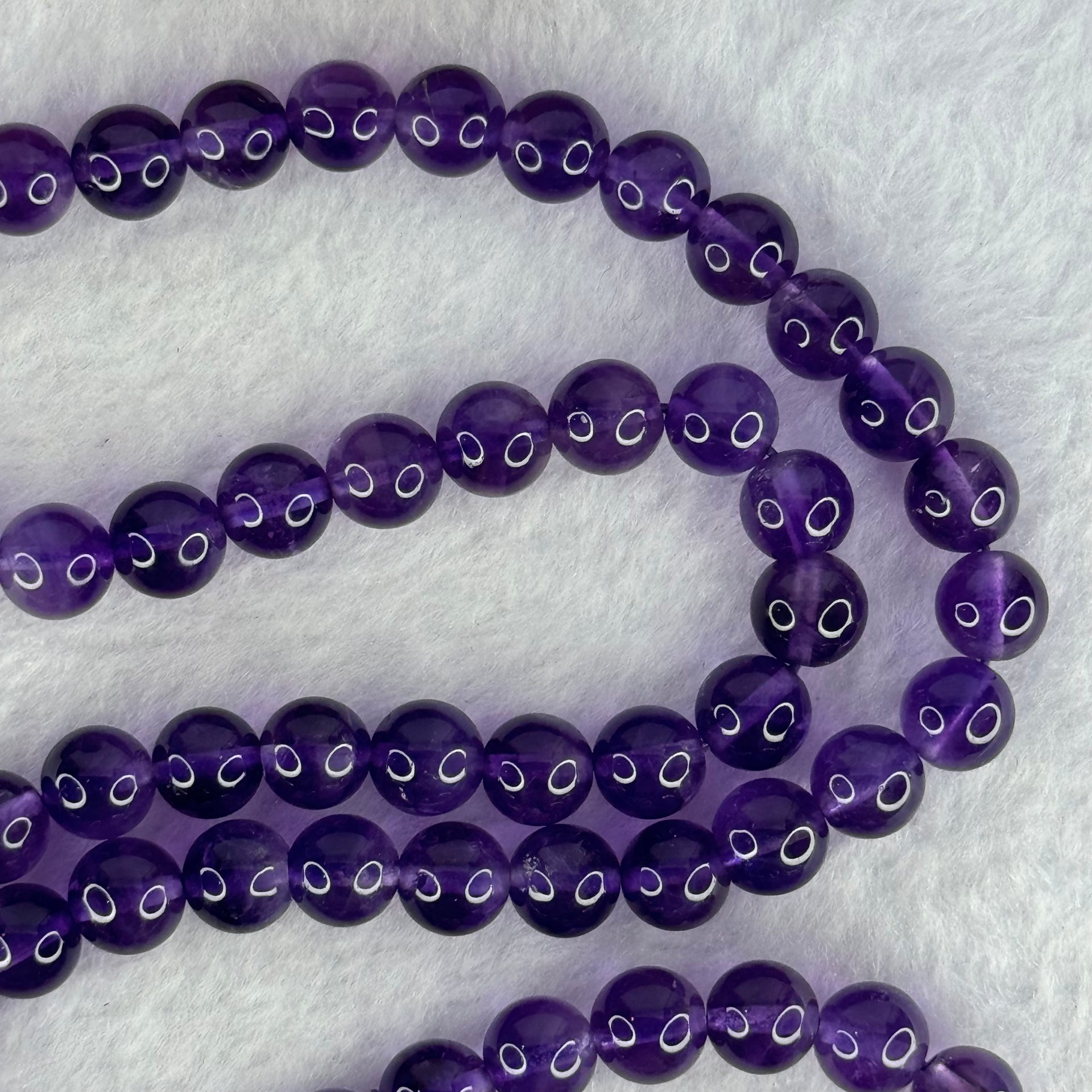 Good Grade Natural Amethyst Necklace 46.46g 52cm 7.7mm 75 Beads - Huangs Jadeite and Jewelry Pte Ltd
