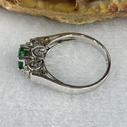 Natural Emerald Approx. 4.6 by 4.3 by 2.5mm with Natural Diamonds in Platinum PT900 Ring Total Weight 3.58g US5.25 HK11 - Huangs Jadeite and Jewelry Pte Ltd