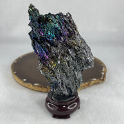 Natural Black Moissanite Rough Display with Wooden Stand 205.68g 70.7 by 45.0 by 132.5mm - Huangs Jadeite and Jewelry Pte Ltd