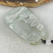 Type A Semi Icy Faint Lavender Green Jadeite Shan Shui Pendant 49.65g 63.1 by 39.5 by 10.3mm - Huangs Jadeite and Jewelry Pte Ltd