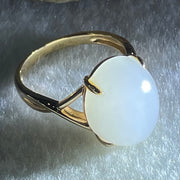 Natural White Nephrite in 18K Rose Gold Ring 4.29g 14.2 by 11.3 by 7.5mm US6.2 HK13.5 - Huangs Jadeite and Jewelry Pte Ltd