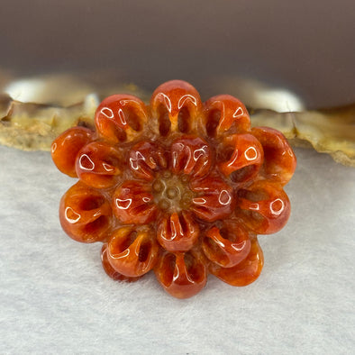 Type A Red Jadeite Flower Charm 红翡翠花开富贵牌 10.56g 29.7 by 26.2 by 10.8mm - Huangs Jadeite and Jewelry Pte Ltd