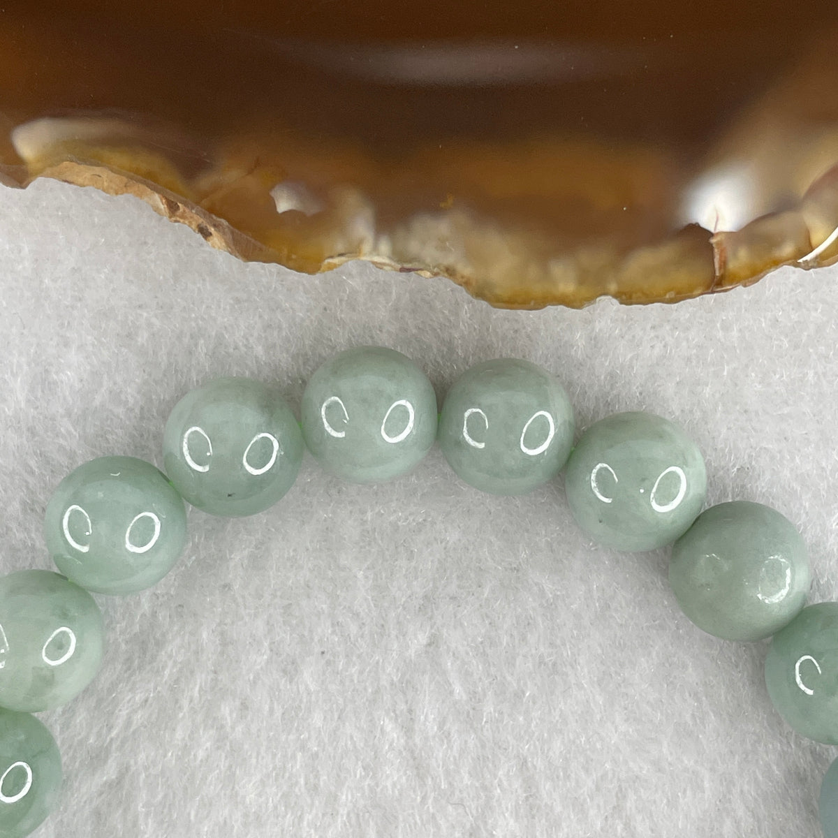 Natural Type A Blueish Green Jadeite Beads Bracelet | 15.5cm Strand of 21 Beads 9.1mm (26.51g | Emotional Wisdom, Abundance & Energy Shield)