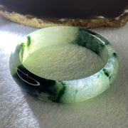 Certified Type A Natural Jelly Light Green with Dark Green Piao Hua Jadeite Bangle 65.93g Inner Diameter 58.6mm 14.9 by 8.0mm (Very Very Slight Internal Line) - Huangs Jadeite and Jewelry Pte Ltd