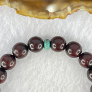 Natural Blood Rosewood with Variscite Beads Bracelet 天然血檀寿山石手链 8.27g 15cm 8.7mm 3 Beads 8.4mm 18 Beads - Huangs Jadeite and Jewelry Pte Ltd