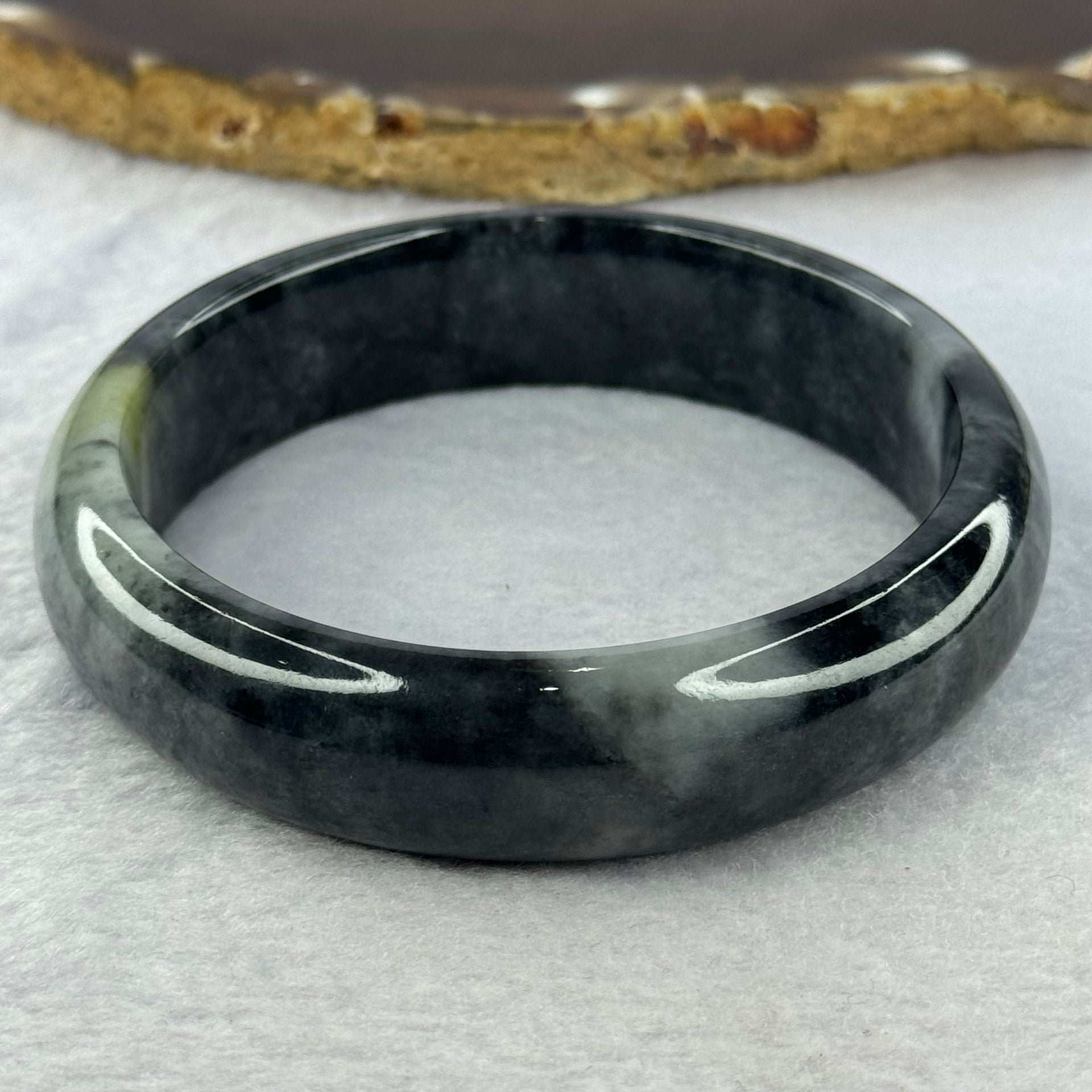 Type A Wuji Black Grey and Yellow Jadeite Bangle 72.74g Internal Diameter 60.5mm 16.4 by 8.1mm (Close to Perfect) - Huangs Jadeite and Jewelry Pte Ltd